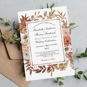Convite Fall Autumn Deixa Casamento Formal Formal Elegante