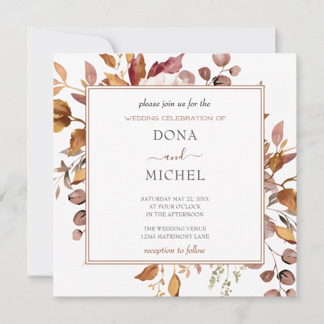 Convite Fall Autumn Deixa Casamento Russo de Boho (Frente)