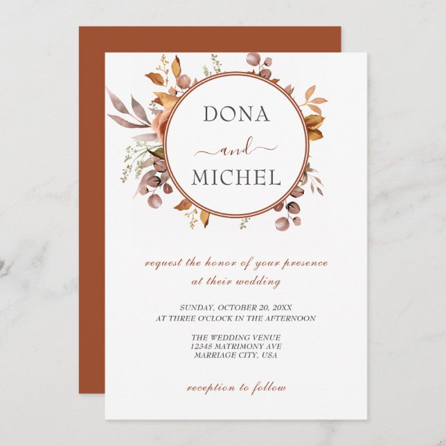 Convite Fall Autumn Deixa Casamento Russo de Boho (Frente/Verso)