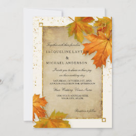 Convite Fall Autumn Falling Leaf Deixa Casamento Elegante