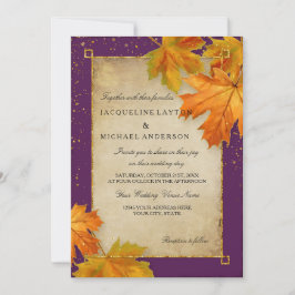 Convite Fall Autumn Falling Leaf Deixa Casamento Elegante
