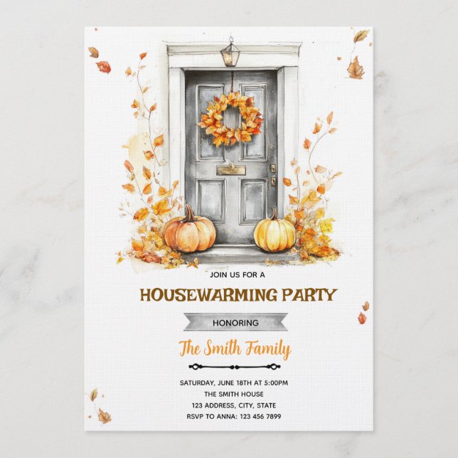 Convite Fall autumn Housewarming party Invitation (Frente)