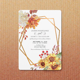 Convite Fall Autumn Sunflower Wedding Invitation 