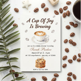 Convite Fall Baby is Brewing Coffee Baby Shower Invitation