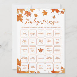 Convite Fall Baby Shower Find the Guest Bingo Game Card