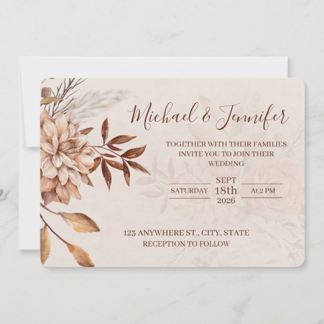 Convite Fall Beauty Wedding Invitations  (Frente)