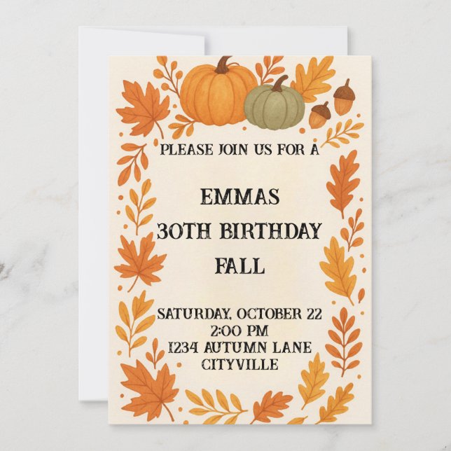 Convite Fall Birthday (Frente)