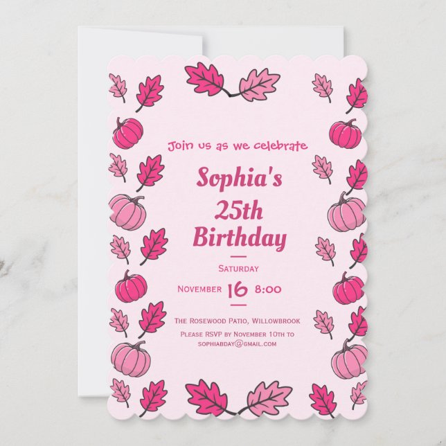 Convite Fall Birthday Party Invitation (Frente)