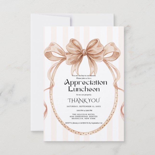 Convite Fall Boho Bow appreciation party grateful party  (Frente)