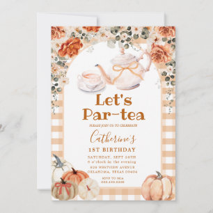 Convite Fall Boho Pumpkin Par tea Birthday Gingham