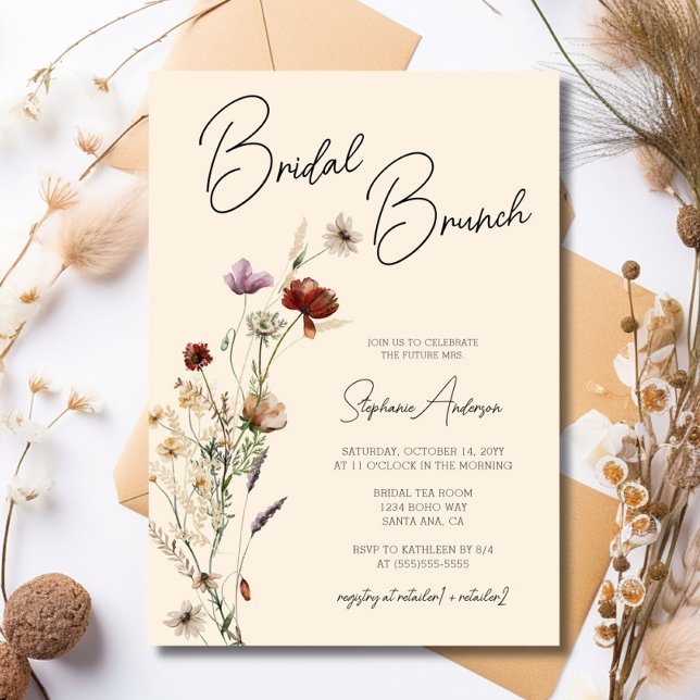 Convite Fall Boho Wildflower Bridal Brunch (Criador carregado)