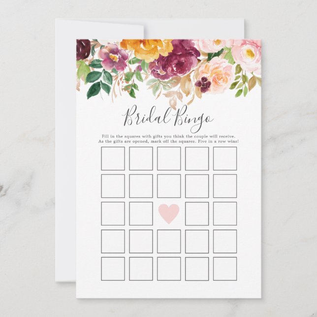 Convite Fall Bridal Bingo - Jogo do Chá (Frente)