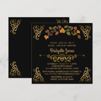 Convite Fall Bridal Luncheon Elegante Dourado | Chá de cas