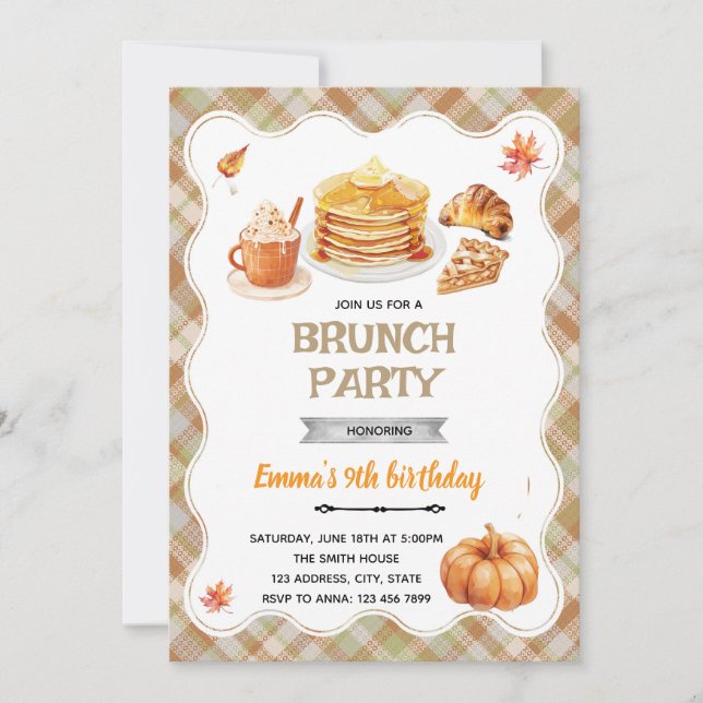 Convite Fall brunch party invitation (Frente)