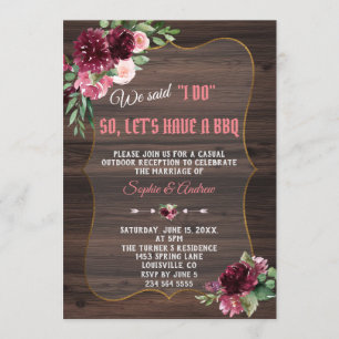 Convite Fall Burgundy Blush Wood Casamento Eu Faço CHURRAS