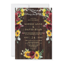 Fall Burgundy Floral Sunflower Wood Barn Casamento