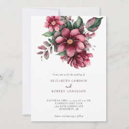 Convite Fall Burgundy Floral Weding Boho Watercolor