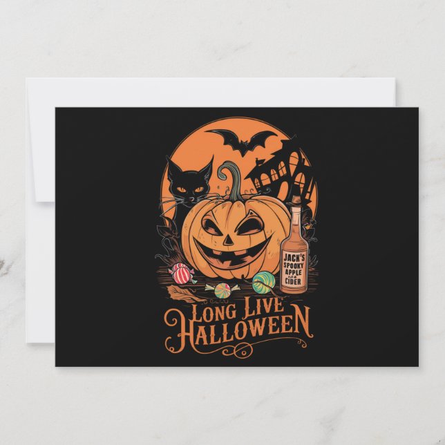 Convite Fall Fall Spooky do Halloween Retro Halloween (Frente)