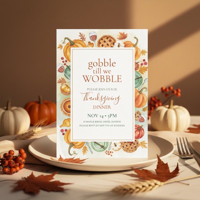 Convite Fall Feast Frame Thanksgiving Invitation (Framed Thanksgiving Invite)
