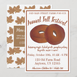 Convite Fall Festival Apple Cider Rosquinha Mapeador Folha