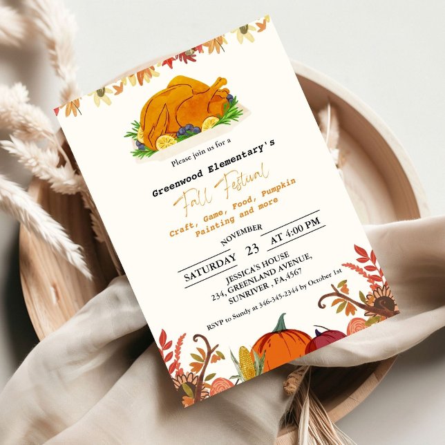 Convite Fall Festival Fall Bonfire School Community Event (Criador carregado)