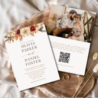 Fall Floral Autumn Wedding Código QR Foto