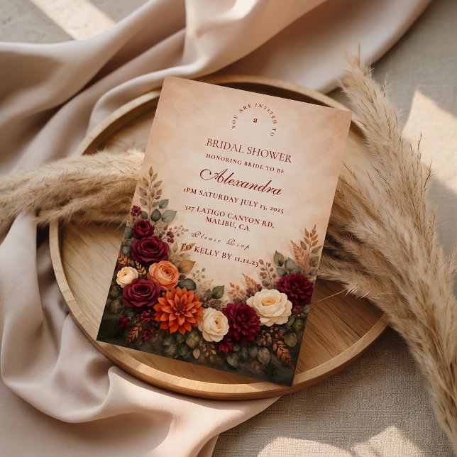 Convite Fall Floral Romance Bridal Shower (Criador carregado)