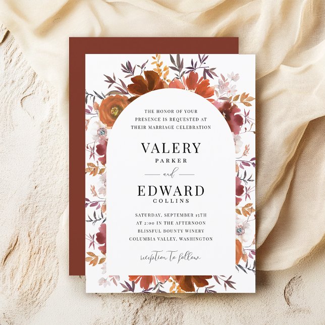 Convite Fall Floral Wedding Elegant Boho (Criador carregado)