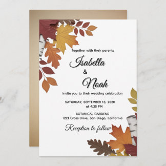 Convite Fall Floral Wedding Invitation
