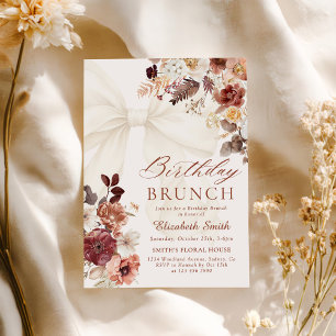 Convite Fall Floral White Arco Birthday Brunch