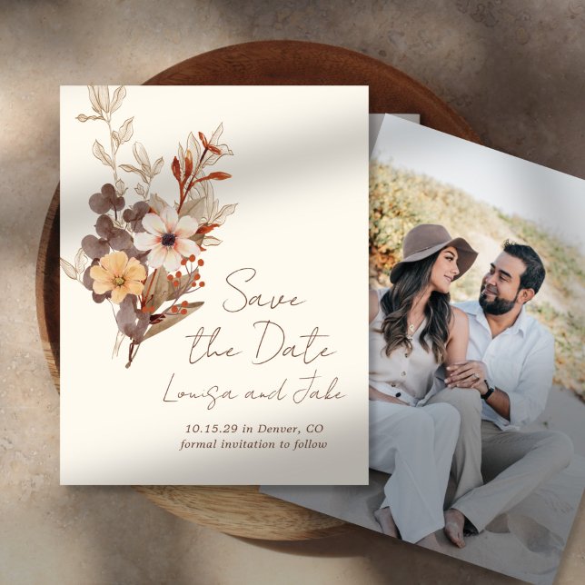 Convite Fall Florals Save the Date Photo (Criador carregado)