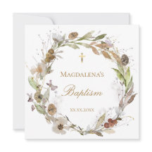 fall flowers wreath Baptism Invitation