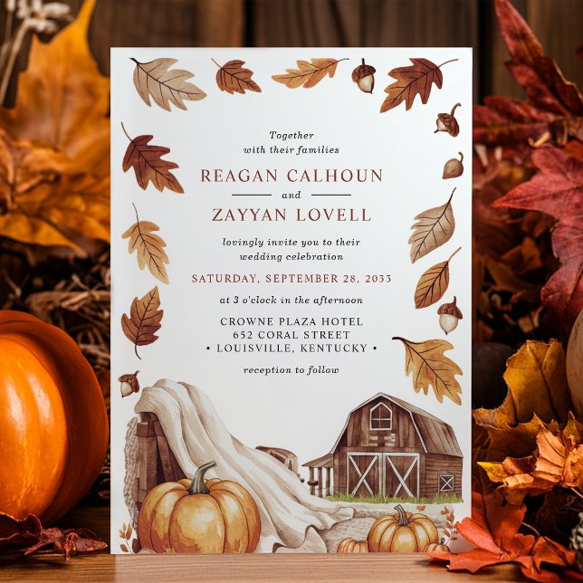 Convite Fall Foliage Barn Wedding (Criador carregado)