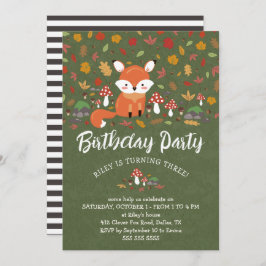 Convite Fall Fox Kids Woodland Festa de aniversário