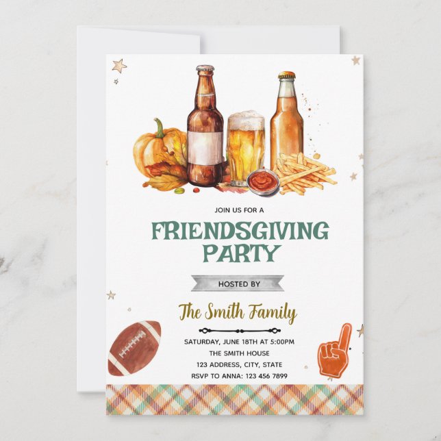 Convite Fall Friends Food and Football invitation (Frente)