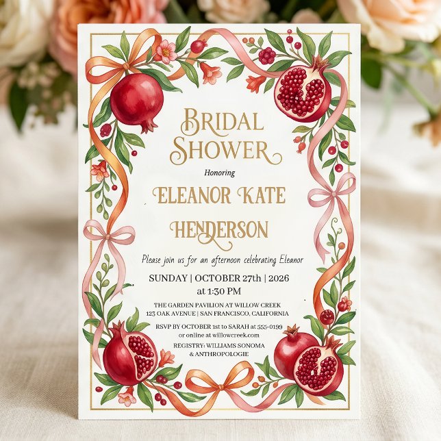 Convite Fall Garden Pomegranate Bridal Shower (Criador carregado)
