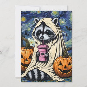 Convite Fall Halloween Ghost Pumpkin Raccoon Spook