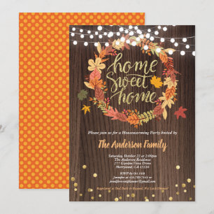 Convite Fall Homearming Party Rustic Wreath Ação de Gra