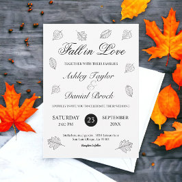 Convite Fall in Love Black and White Deixa O Casamento De