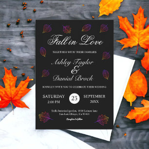Convite Fall in Love Black and White Glowy deixa casamento
