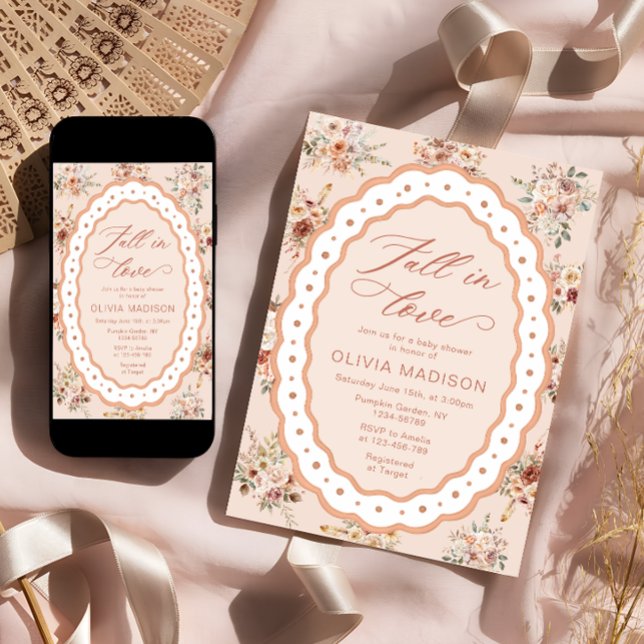 Convite Fall in Love Boho Fall Floral Baby Shower (Criador carregado)