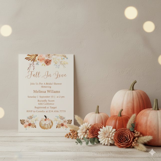 Convite Fall In Love Boho Terracotta Autumn Bridal Shower (Criador carregado)