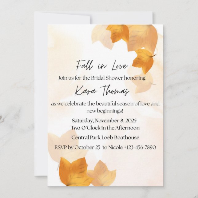 Convite Fall in Love Bridal Shower Invitation (Frente)