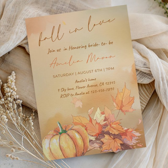 Convite Fall in Love Bride-to-Be - Romantic Autumn Bride (Criador carregado)