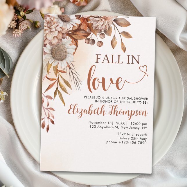 Convite Fall in Love Fall Bridal Shower  (Criador carregado)