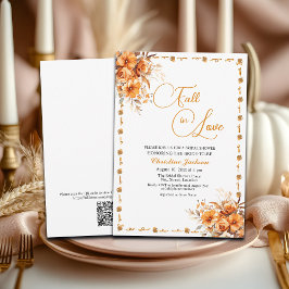 Convite Fall in Love Fall Floral QR Code Bridal Shower