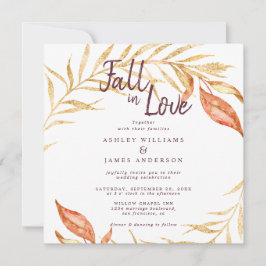 Convite Fall in Love Foliage TerraCotta Weding