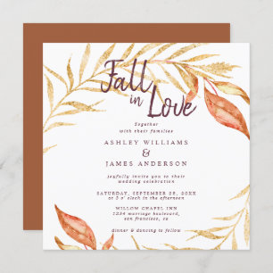 Convite Fall in Love Foliage TerraCotta Weding