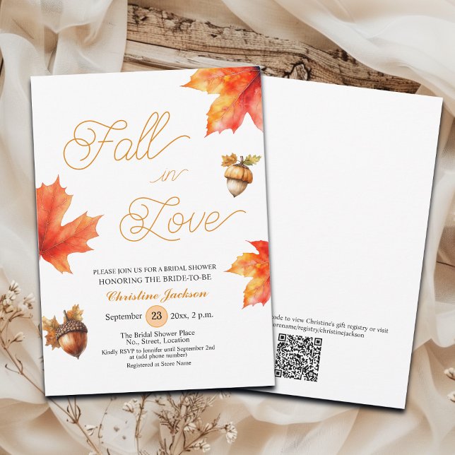 Convite Fall in Love Maple Tree Leaves Bridal Shower  (Criador carregado)