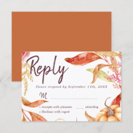 Convite Fall in Love Ouro Foliage Burnt Orange RSVP